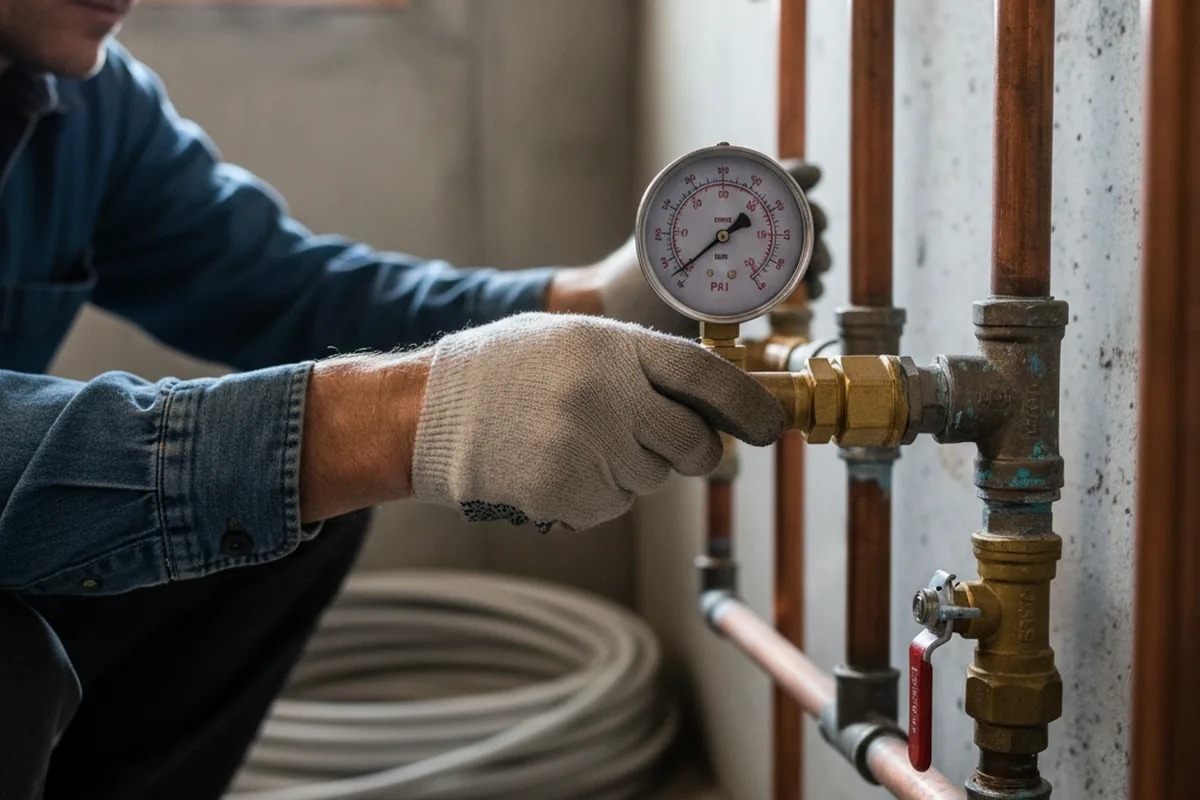 Pressure testing a repaired line during Water Line Repair in Black River